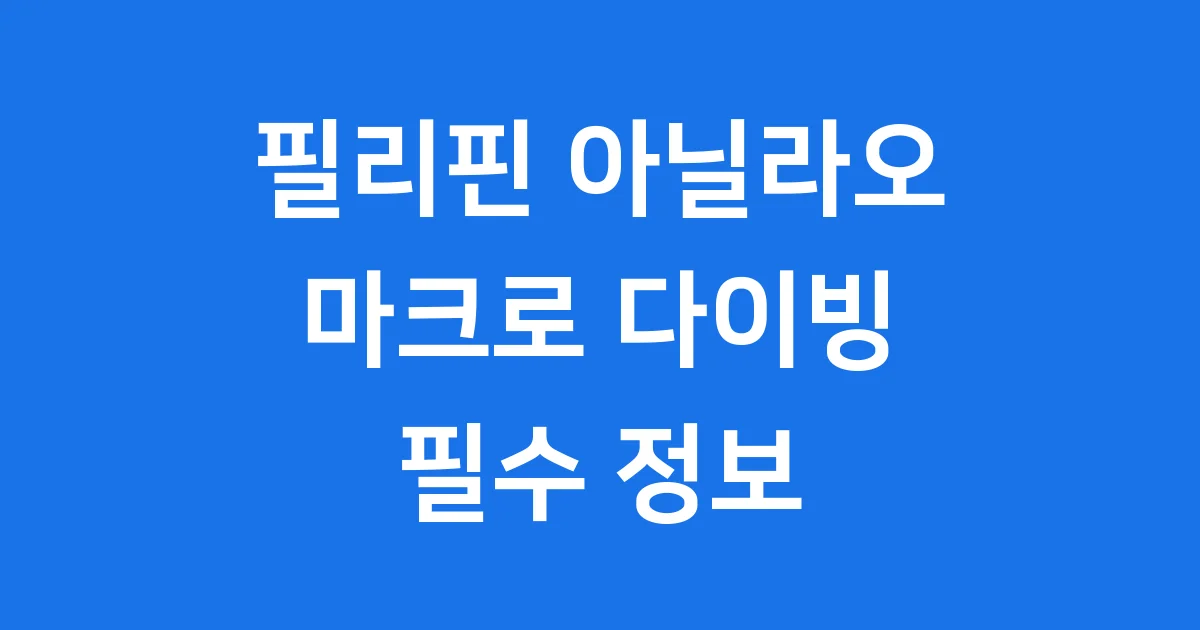 필리핀 아닐라오 여행