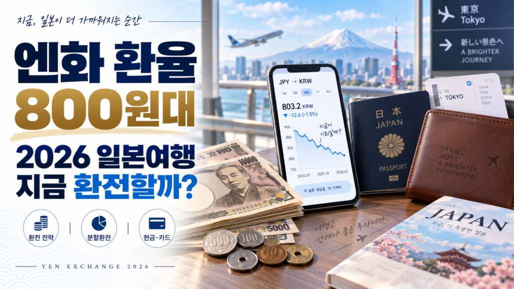 엔화 환율 800원대 2026 일본여행 환전 방법