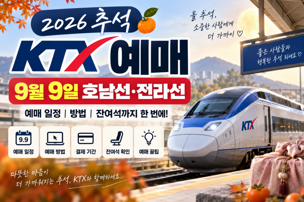 2026 추석 KTX 예매 일정 및 호남선 전라선 잔여석 안내