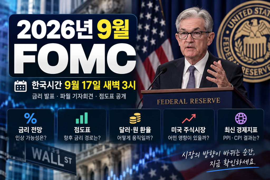 2026년 9월 FOMC 한국시간 금리 발표와 환율 주식 영향
